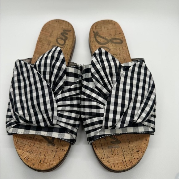 Sam Edelman Heidi Bow Slide Sandals Gingham Size 8.5 - Picture 1 of 9